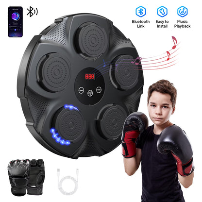 Adult Music Boxing Machine with Boxing Gloves, Oversize Wall Mounted Smart Bluetooth Music Boxing Trainer, Electronic Boxing Target Workout Punching Equipment for Home, Indoor and Gym